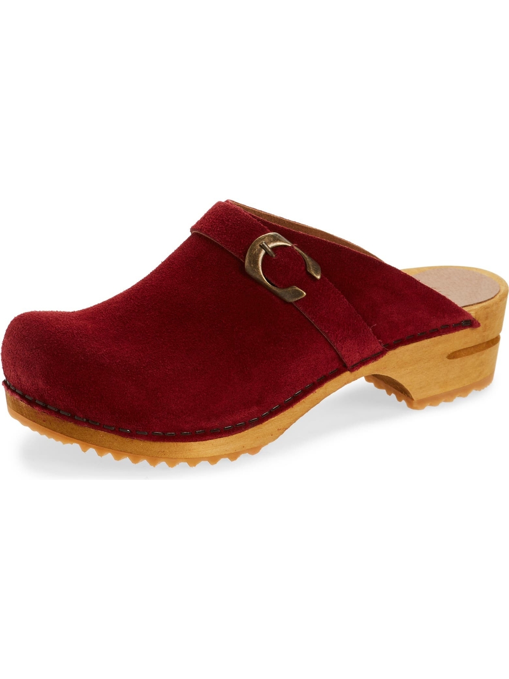 Sanita Hedi Women's Suede Clog In Deep Red Size 7